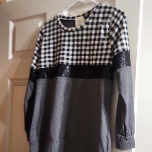 Black and Gray Checkered Blouse